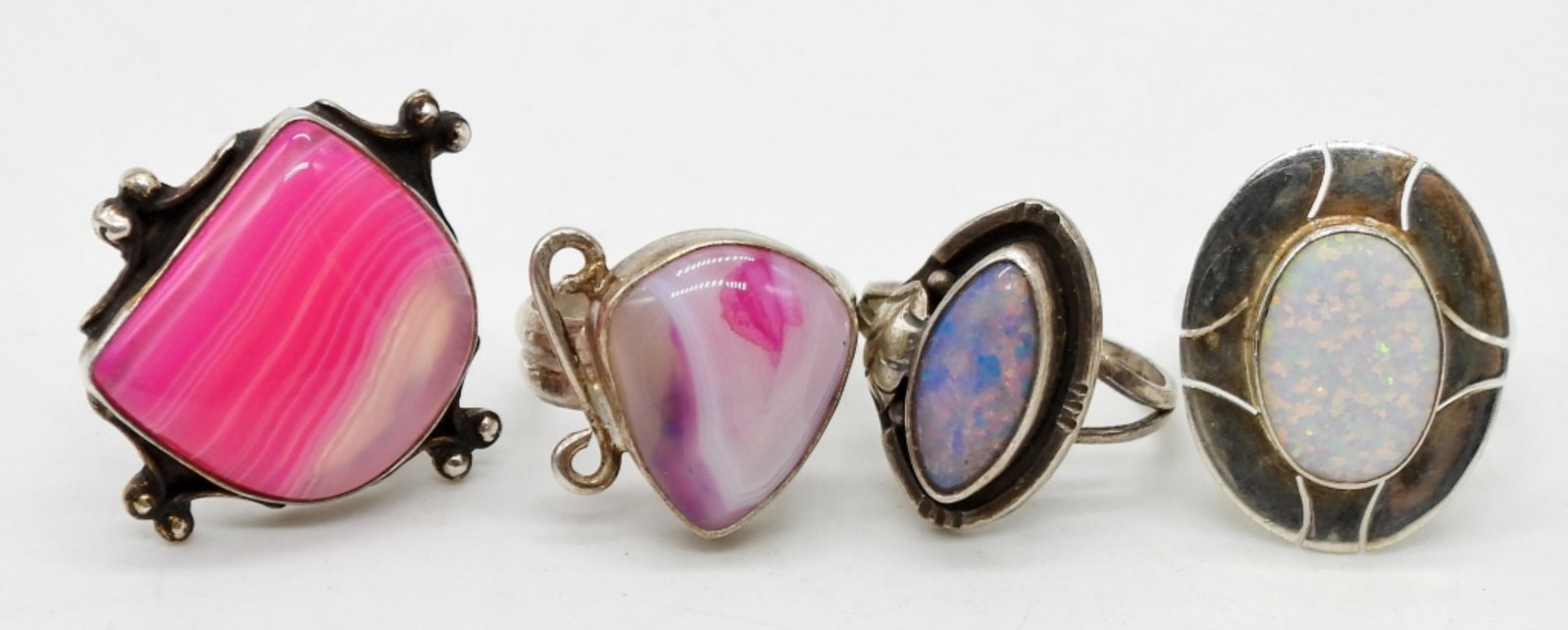 (4) PINK STONE STERLING RINGS - NICE!: VERY PRETTY LOT - Size 5-7 (13 dwt)