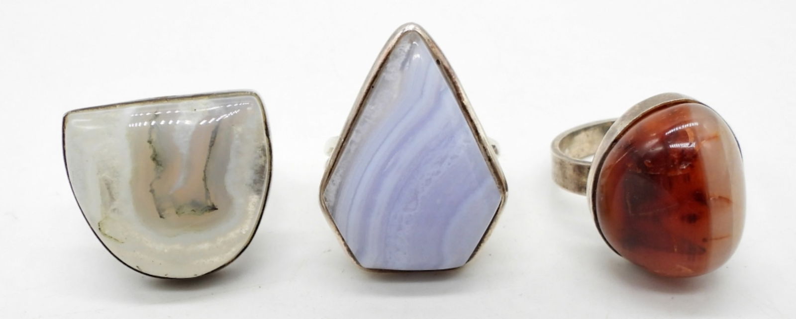 (3) UNIQUE STONE & STERLING RINGS - COOL! (1 of 2)