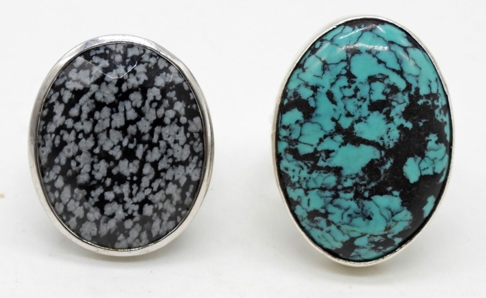 (2) HUGE NATURAL STONE STERLING RINGS (1 of 2)