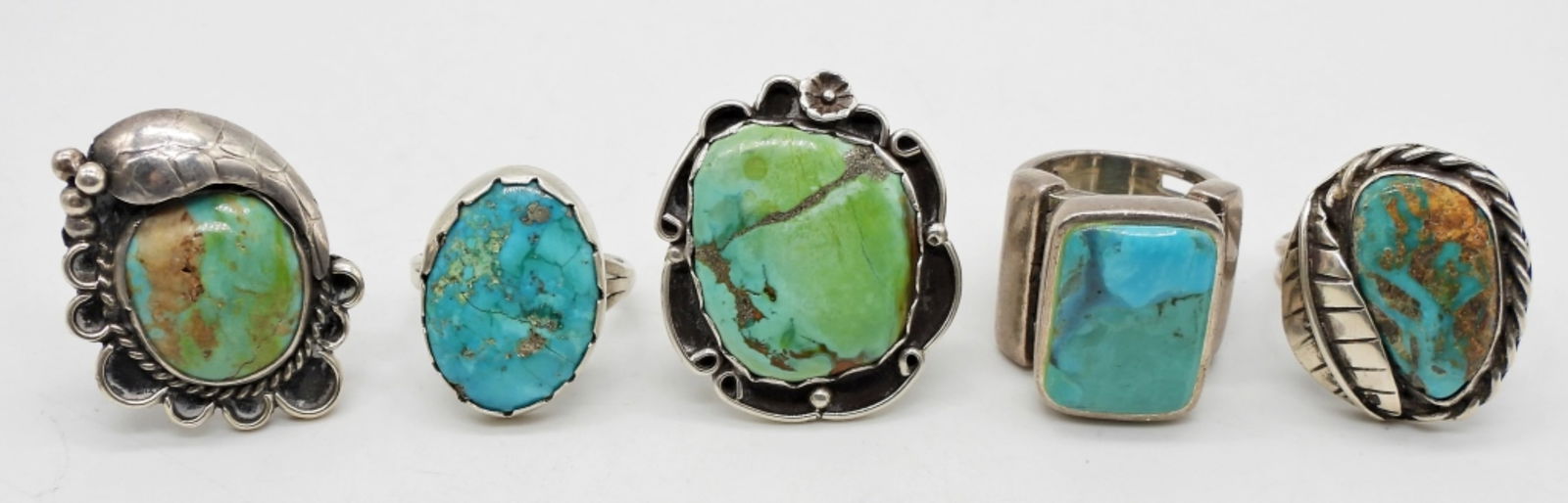 (5) STERLING & LARGE TURQUOISE RINGS (1 of 2)