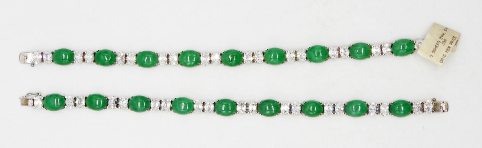 (2) STERLING & JADEITE TENNIS BRACELETS (1 of 2)