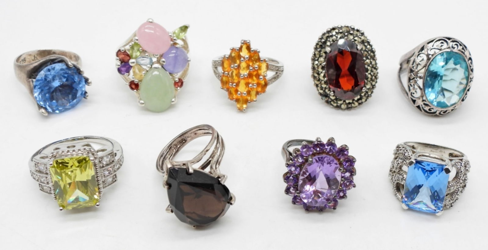 (9) STERLING SILVER BLING FASHION RINGS (1 of 2)