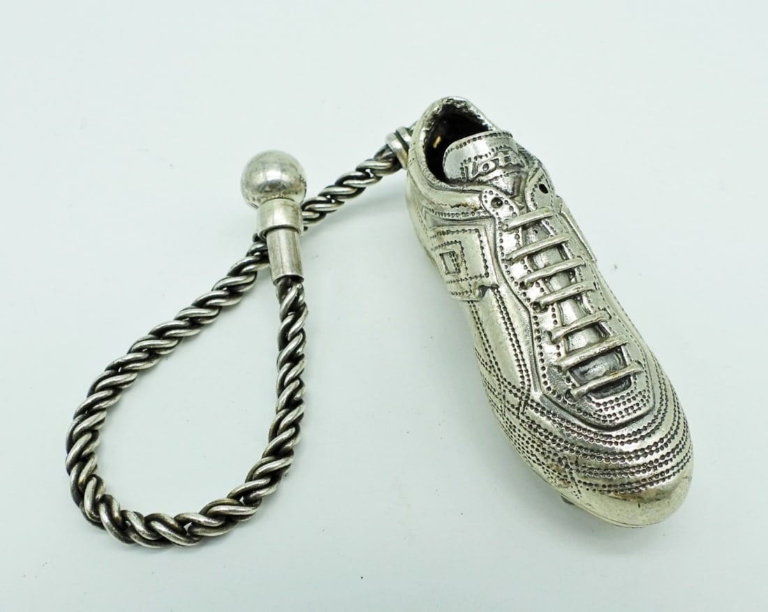 LOTTO 800 STERLING CLEAT KEYCHAIN: 28.9DWT, 5" LONG, SCREW CAP FOR OPENING, STAMPED LOTTO ON THE BOTTOM, AND 800