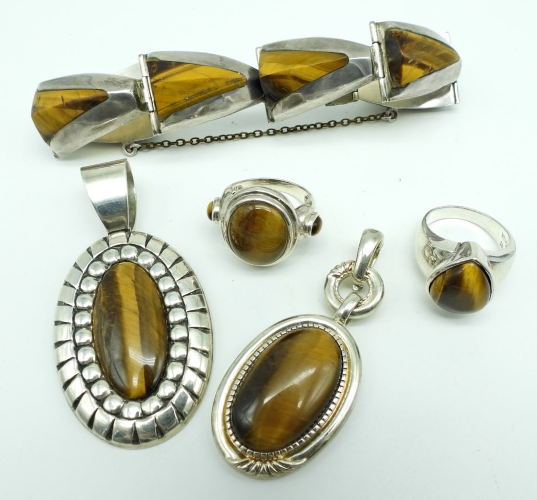 TIGERS EYE STERLING BRACELET, RINGS, PENDANTS (1 of 5)