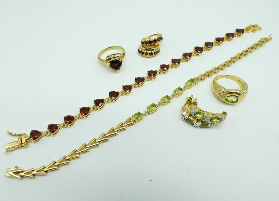 (2) GEM STONE BRACELET, RING, EARRING SETS (1 of 4)