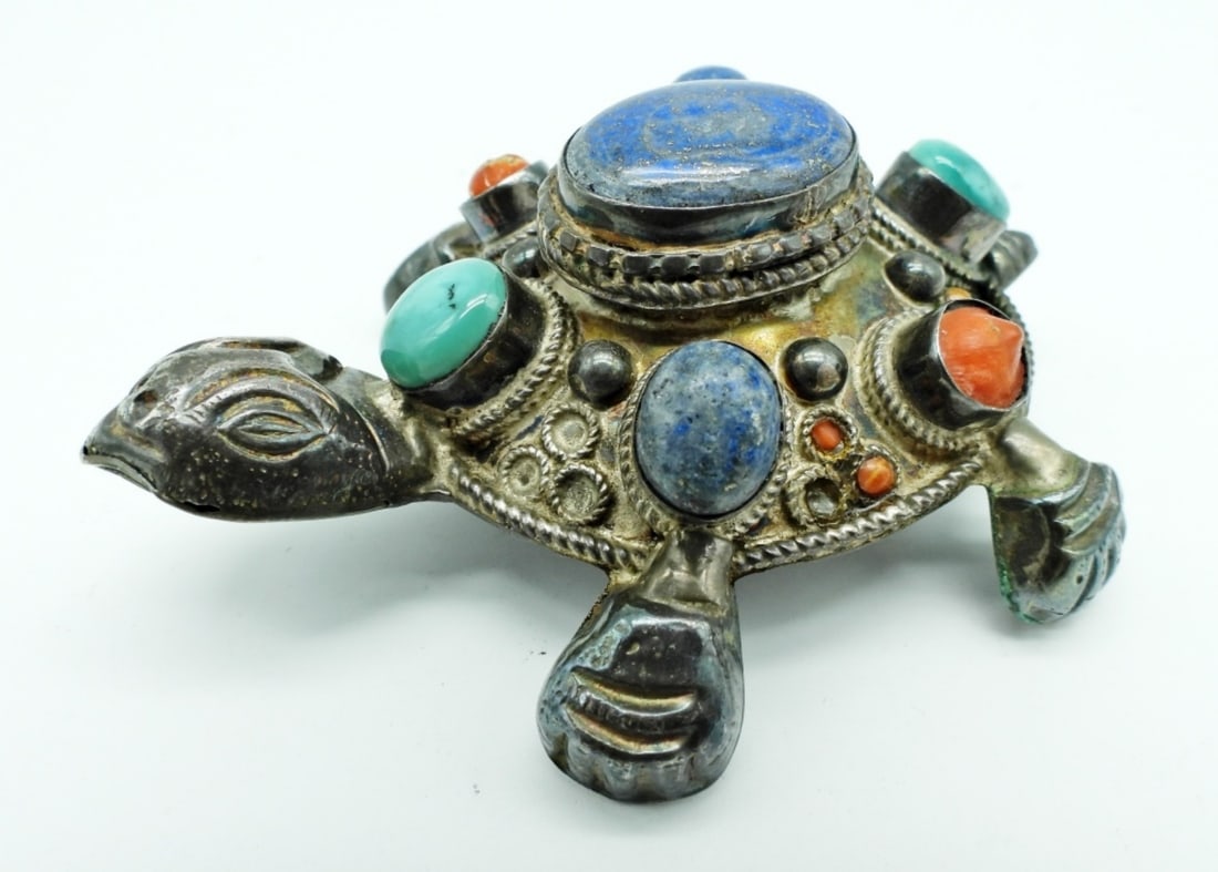 STERLING TURTLE WITH MULTI-COLOR STONE SHELL (1 of 4)