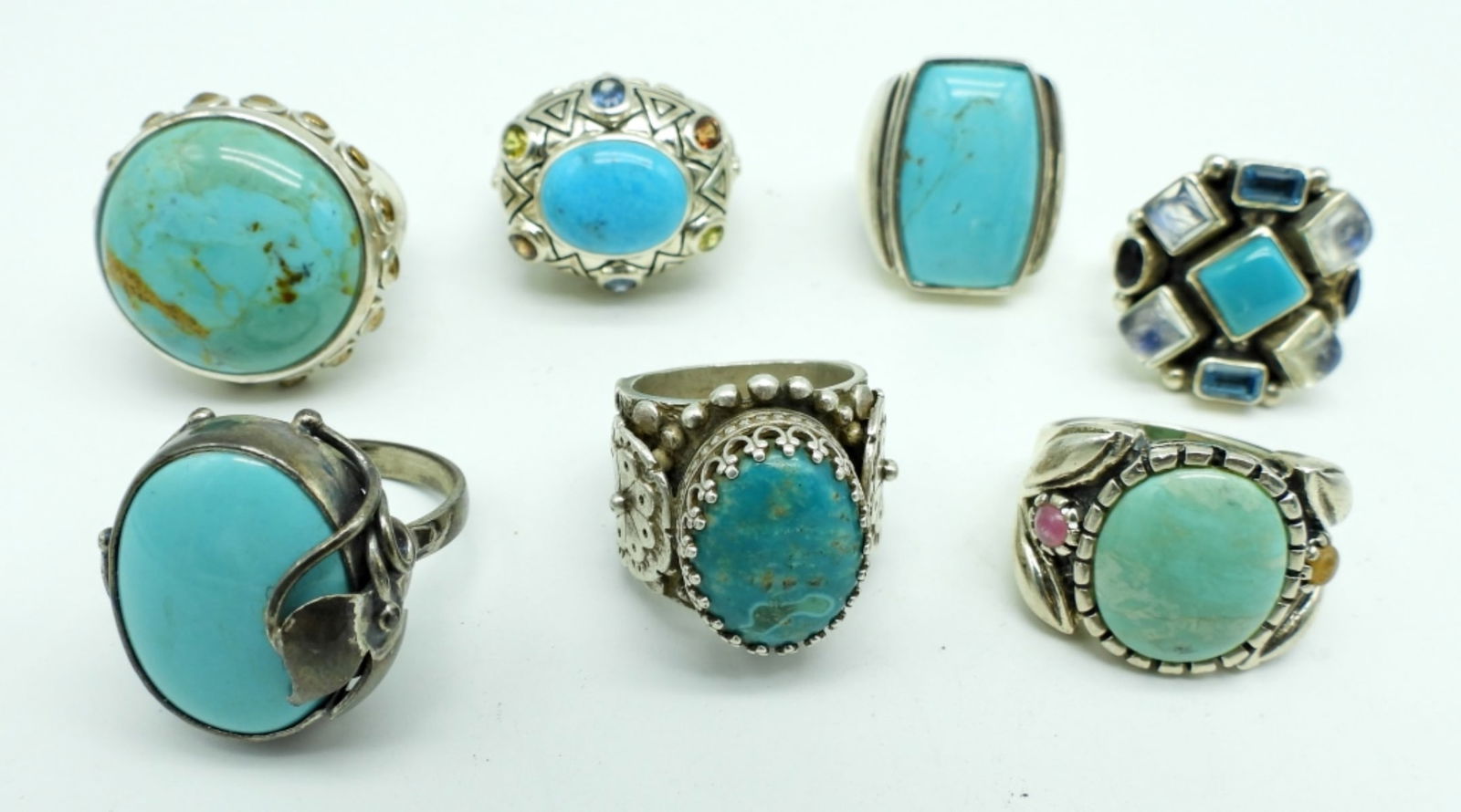 (7) STERLING TURQUOISE RINGS (1 of 5)