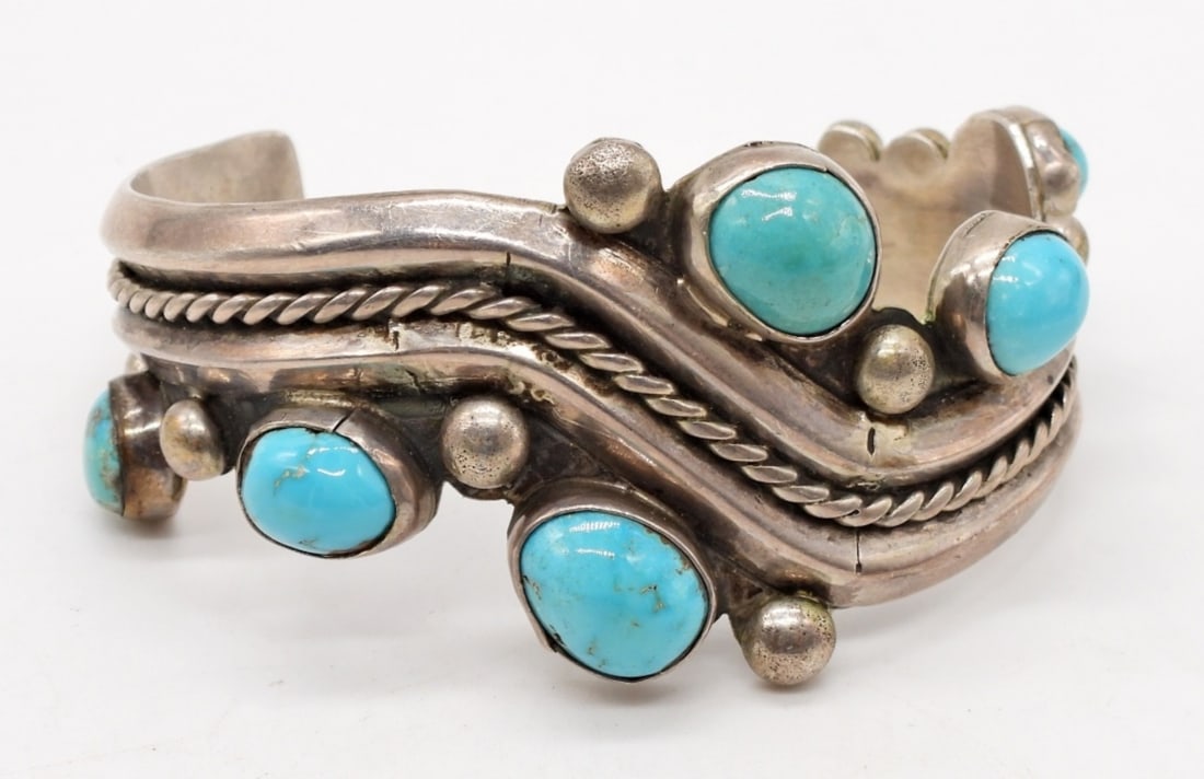 S.WEST STERLING TURQUOISE CUFF BRACELET (1 of 2)