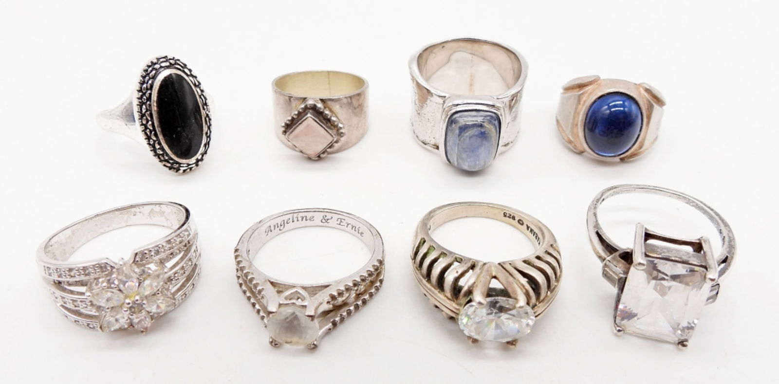 (8) STERLING SILVER RINGS - ONYX & GEMS (1 of 2)