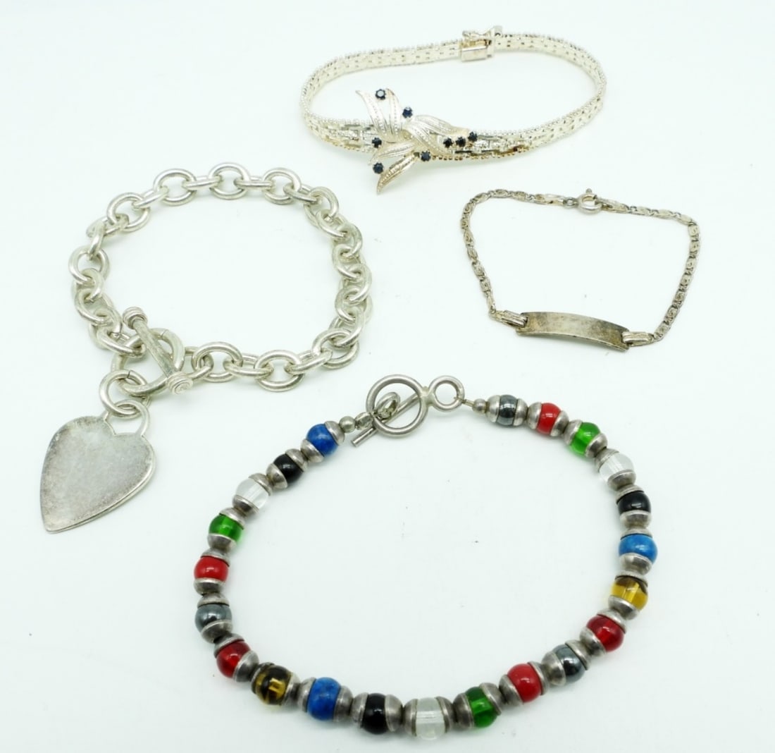 LOT OF STERLING CHAIN BRACELETS: 1 SMALL BABY BRACELET SEE PICTURES- 31 DWT