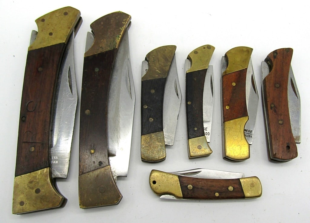 (7) Vintage Stainless Pakistan Lockback Knives (1 of 2)