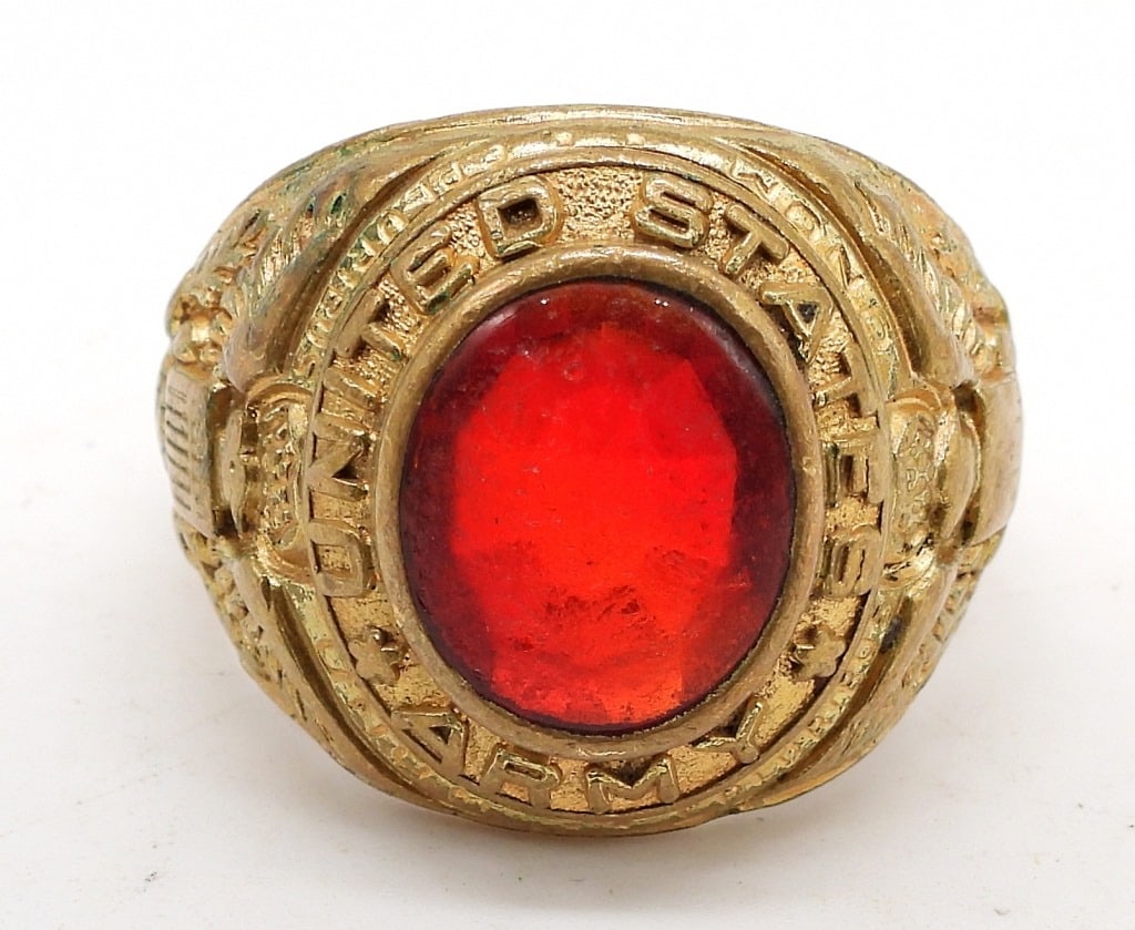 MEN'S ARMY RING w/RED CENTER STONE (1 of 3)