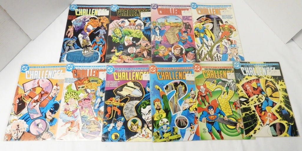 (10) DC CHALLENGE! COMICS: PART OF THE 12-PART MAXI SERIES, "CAN YOU SOLVE IT BEFORE WE CAN?" CHALLENGE! CHAPTERS 2-10 (MISSING 1 AND 12)