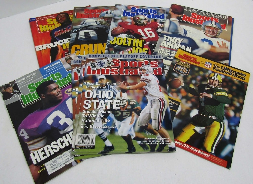 (9) Sports Illustrated Football: 1989-2003 Pre-owned , Troy Aikman, Joe Montana,Bruce Smith,Herschel Walker, Brett Favre,Craig Krenzel