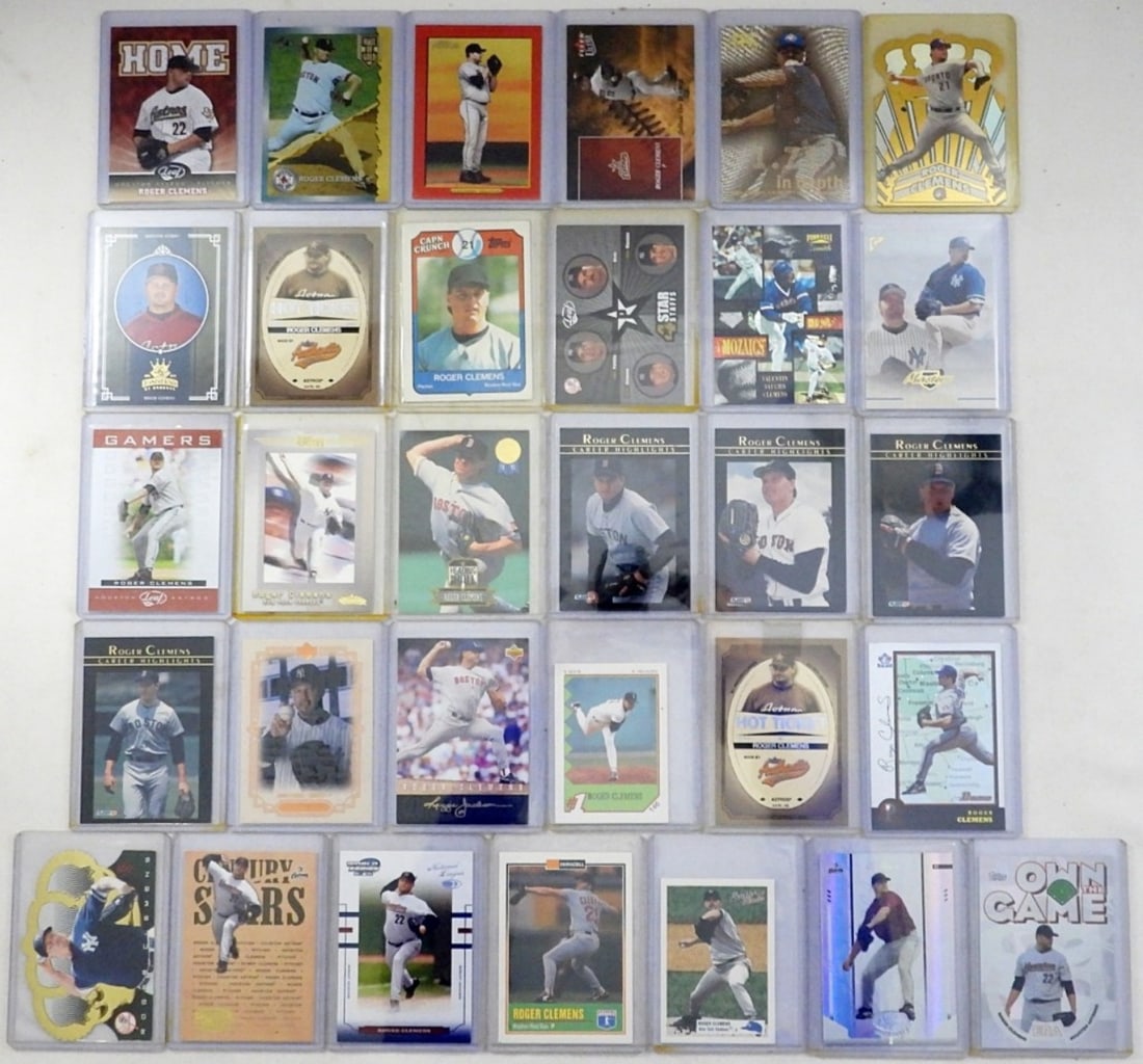 (31) ROGER CLEMENS BASEBALL CARDS: VARIOUS BRANDS INCLUDING TOPPS, DONRUSS, FLEER & MORE - VERY NICE CONDITION - BIG VARIETY