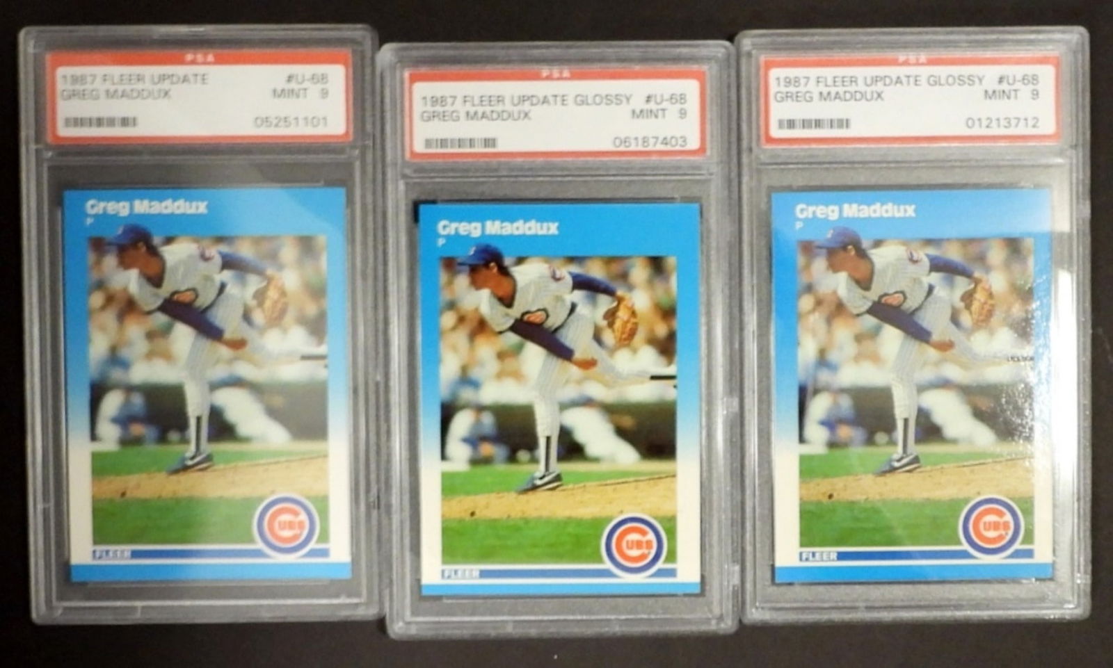 (3) 1987 FLEER UPDATE MADDUX PSA 9s (1 of 2)