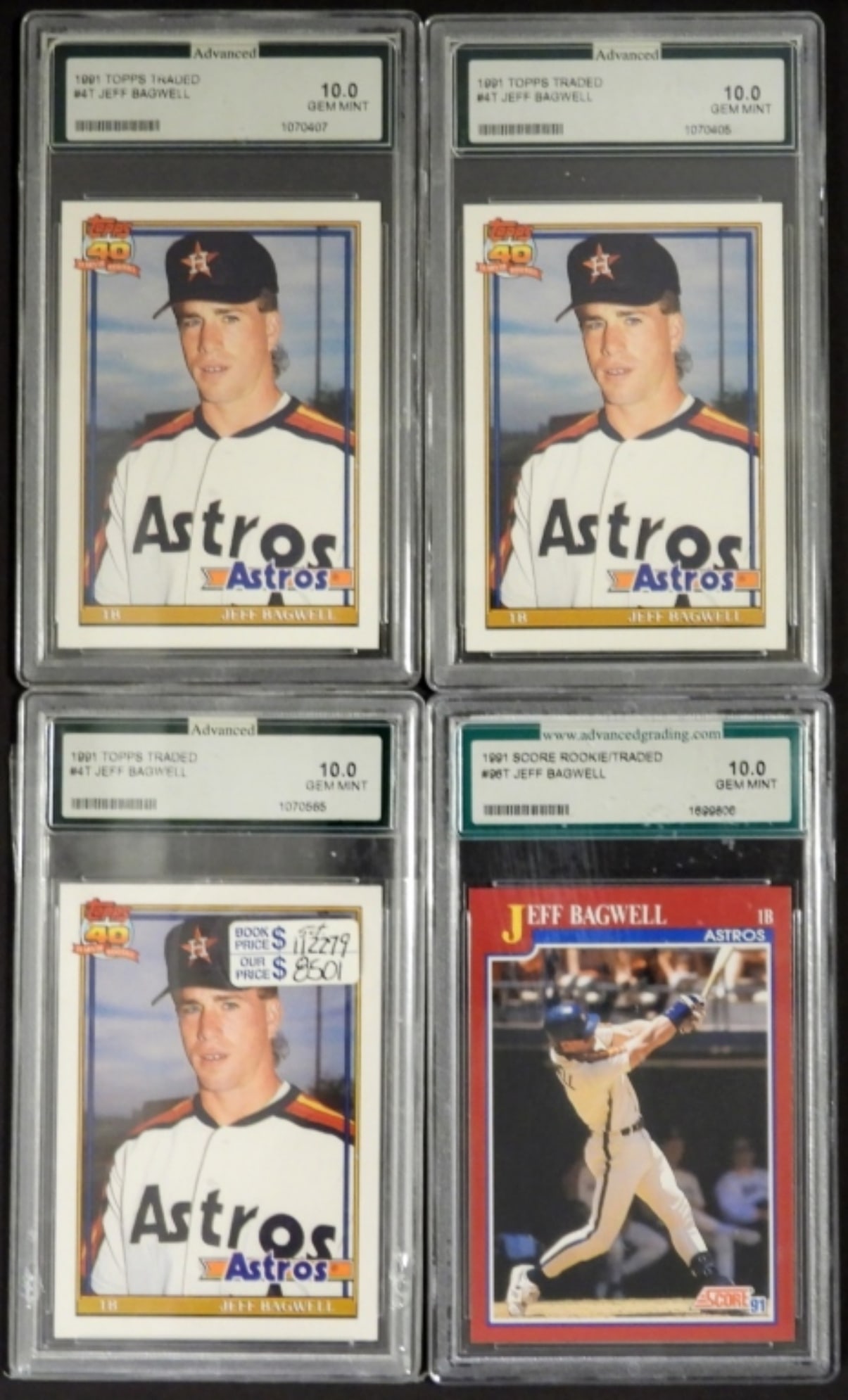 (4) JEFF BAGWELL ROOKIE CARDS AGS 10s (1 of 2)
