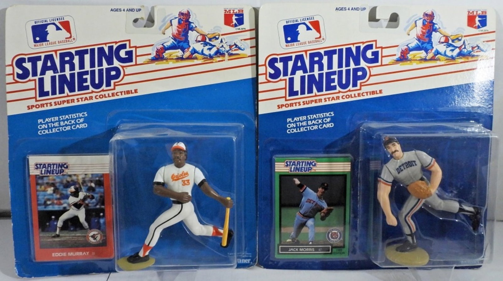 1988 & 1989 STARTING LINEUP FIGURINES: SEALED NORMAL WEAR FROM THE YEARS, 1-1988 EDDIE MURRAY, 1- 1989 JACK MORRIS