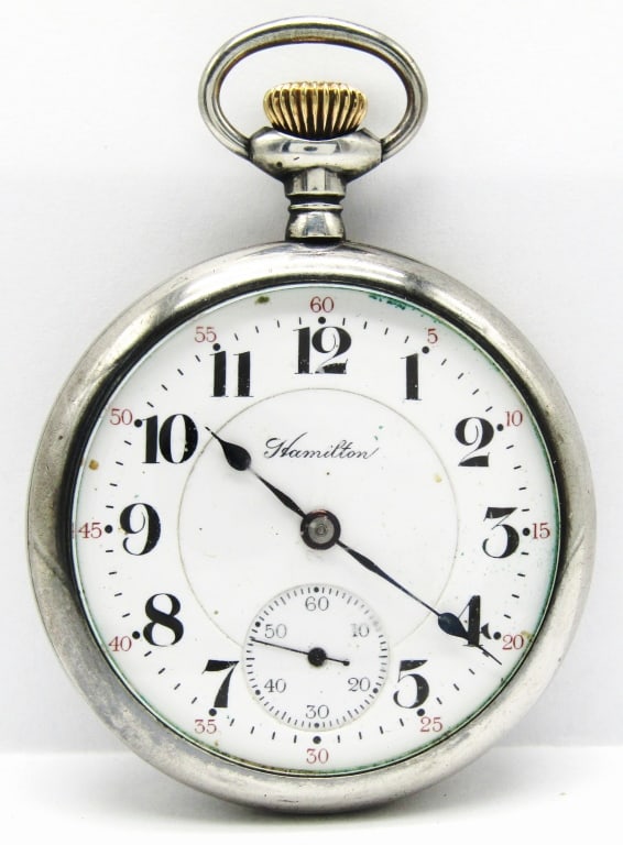 Hamilton 992 - 21 Jewel, Sterling: Nice Double Sunk Porcelain Dial, 21 Jewel Lever Set Movement, Unusual Sterling Silver Screwback Case.