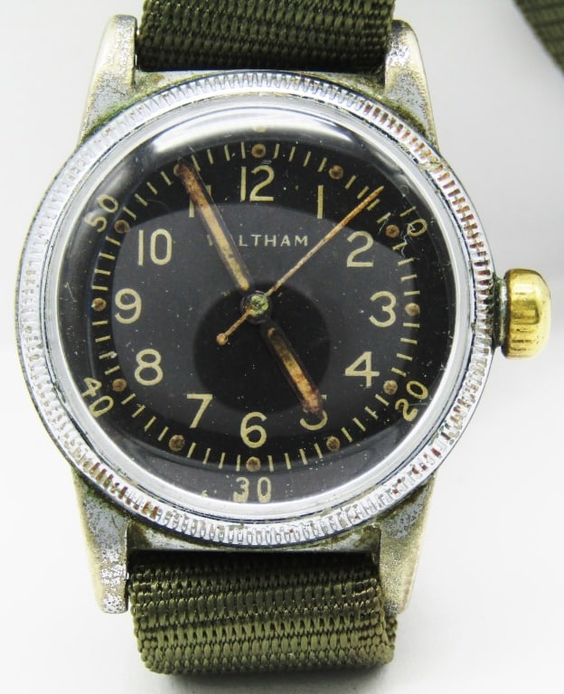 Waltham U.S. Army A11: Original Radium Dial, 16 Jewel 6/0 Movement Hacking, New Old Stock Military Strap, Circ 1940's.