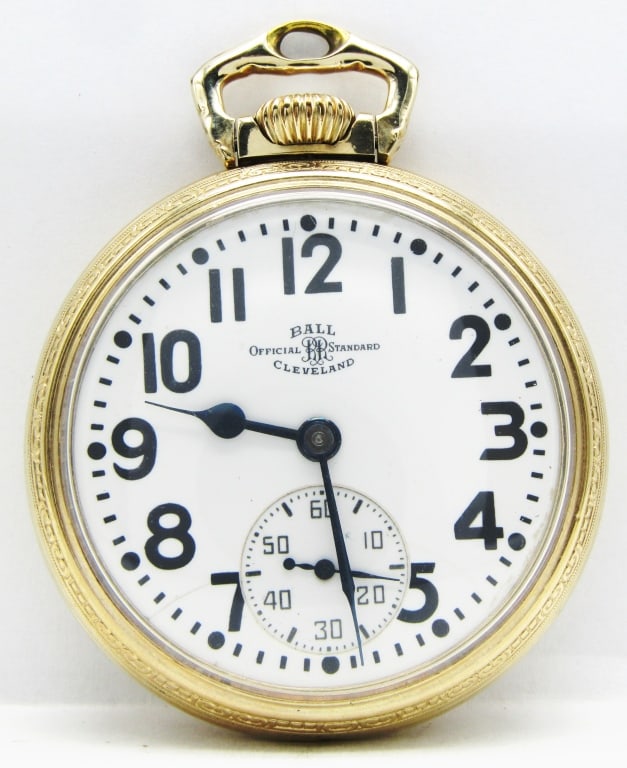 Hamilton Ball 999-B - 16S, 21 Jewel: Nice Single Sunk Porcelain Dial, 21 Jewel Lever Set Movement. Keystone Yellow Gold Filled Screwback Case Marked Ball.