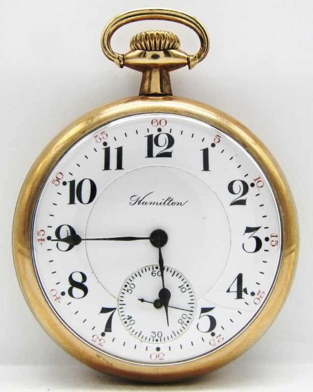 Hamilton 992 - 16S, 21 Jewel: Nice Double Sunk Porcelain Dial, 21 Jewel Lever Set Movement, Yellow Gold Filled Screwback Case.