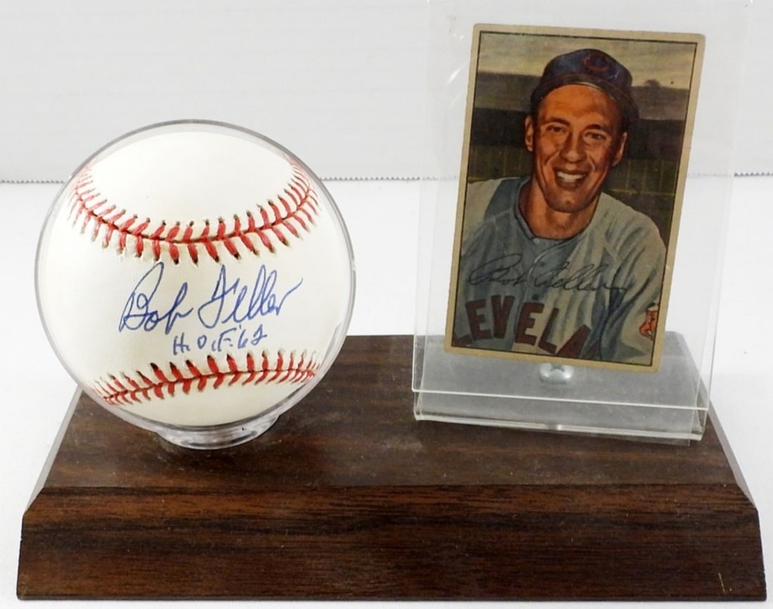 BOB FELLER AUTOGRAPH BASEBALL w/CARD (1 of 4)