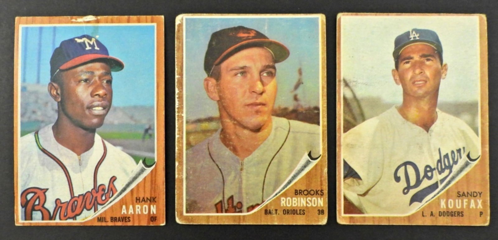 (3) 1962 TOPPS STAR CARDS - HANK AARON (1 of 2)