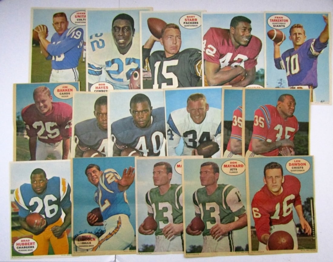 (16) 1968 TOPPS Football Poster Inserts (1 of 2)