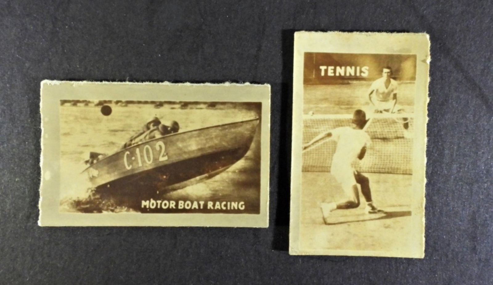 (2) 1948 TOPPS MAGIC PHOTO: TENNIS: MOTOR BOAT RACING