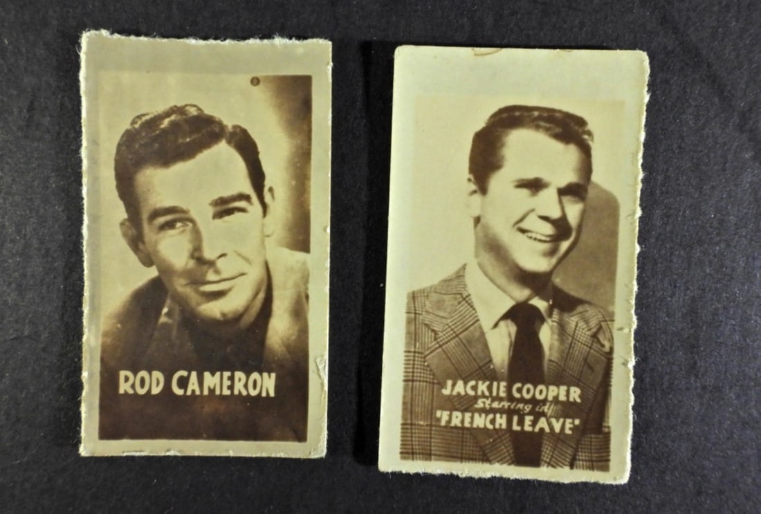 (2) 1948 TOPPS MAGIC PHOTO: JACKIE: COOPER & ROD CAMERON (MOVIE STARS)