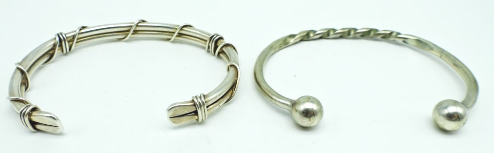 (2) STERLING CUFF BRACELETS: 32DWT, 3IN WIDE, 1 STAMPED STERLING NO STAMPING FOUND ON THE OTHER