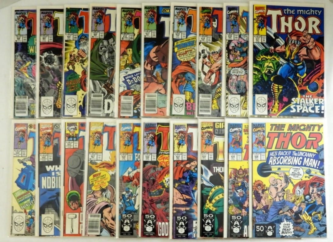 (20) MARVEL COMICS THE MIGHTY THOR: ISSUES #406-#436 - VERY NICE CONDITION - ALL SLEEVED & BOARDED