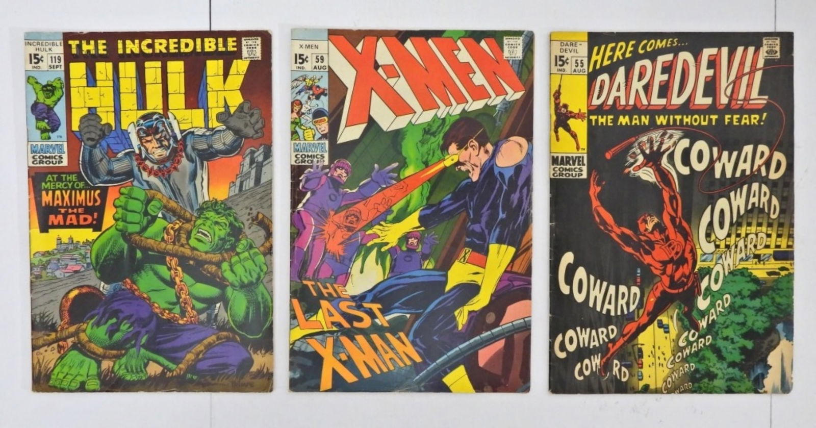 (3) 1969 MARVEL 15c COMICS - X-MEN #59 (1 of 3)