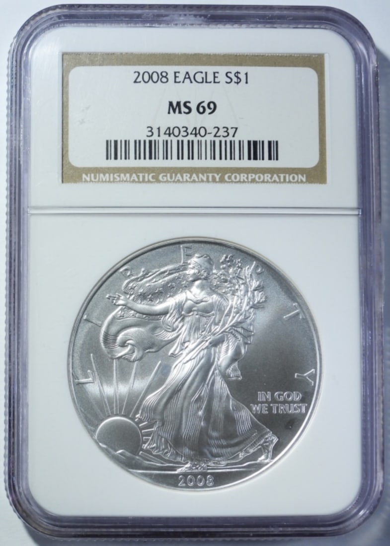 2008 AMERICAN SILVER EAGLE NGC MS-69 (1 of 4)