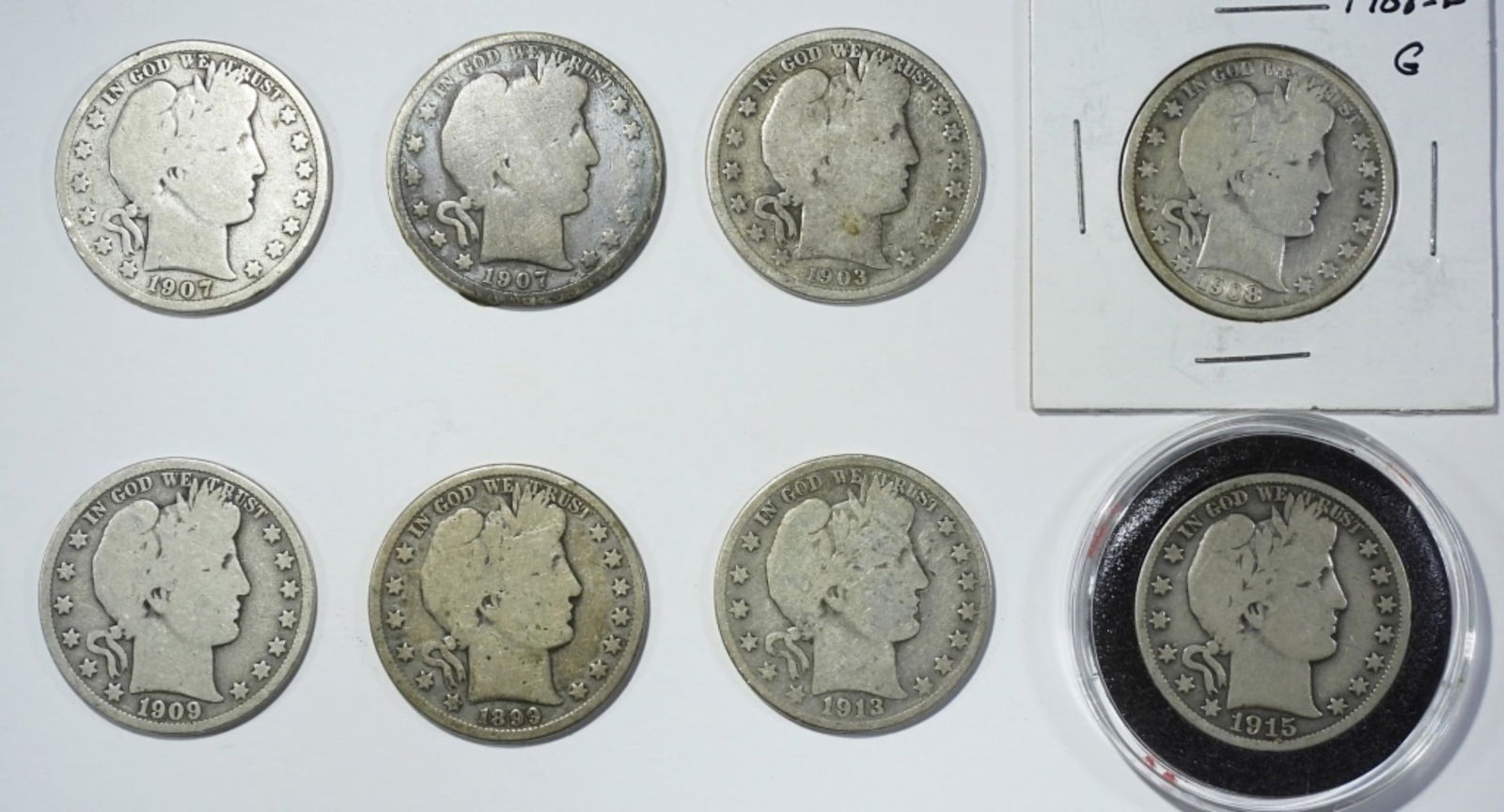 8-MIXED DATE BARBER HALF DOLLARS (1 of 2)