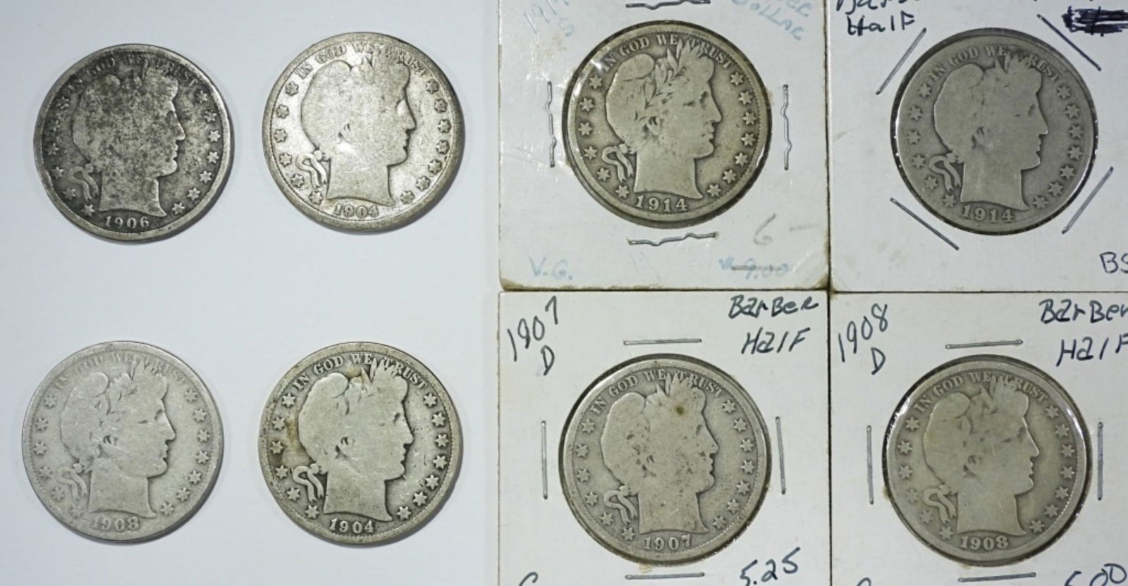 8-MIXED DATE BARBER HALF DOLLARS (1 of 2)