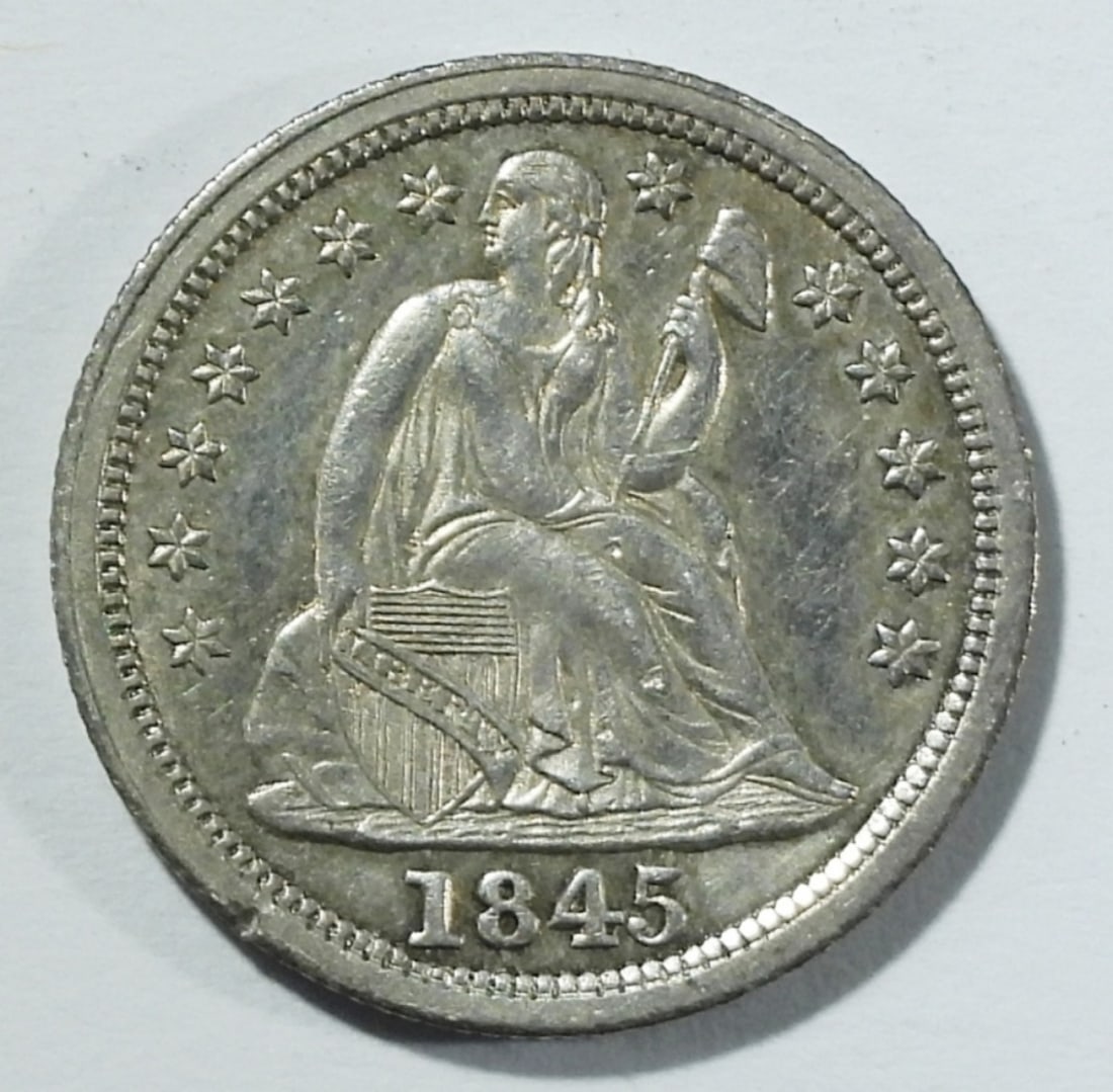 1845 SEATED LIBERTY DIME XF (1 of 2)