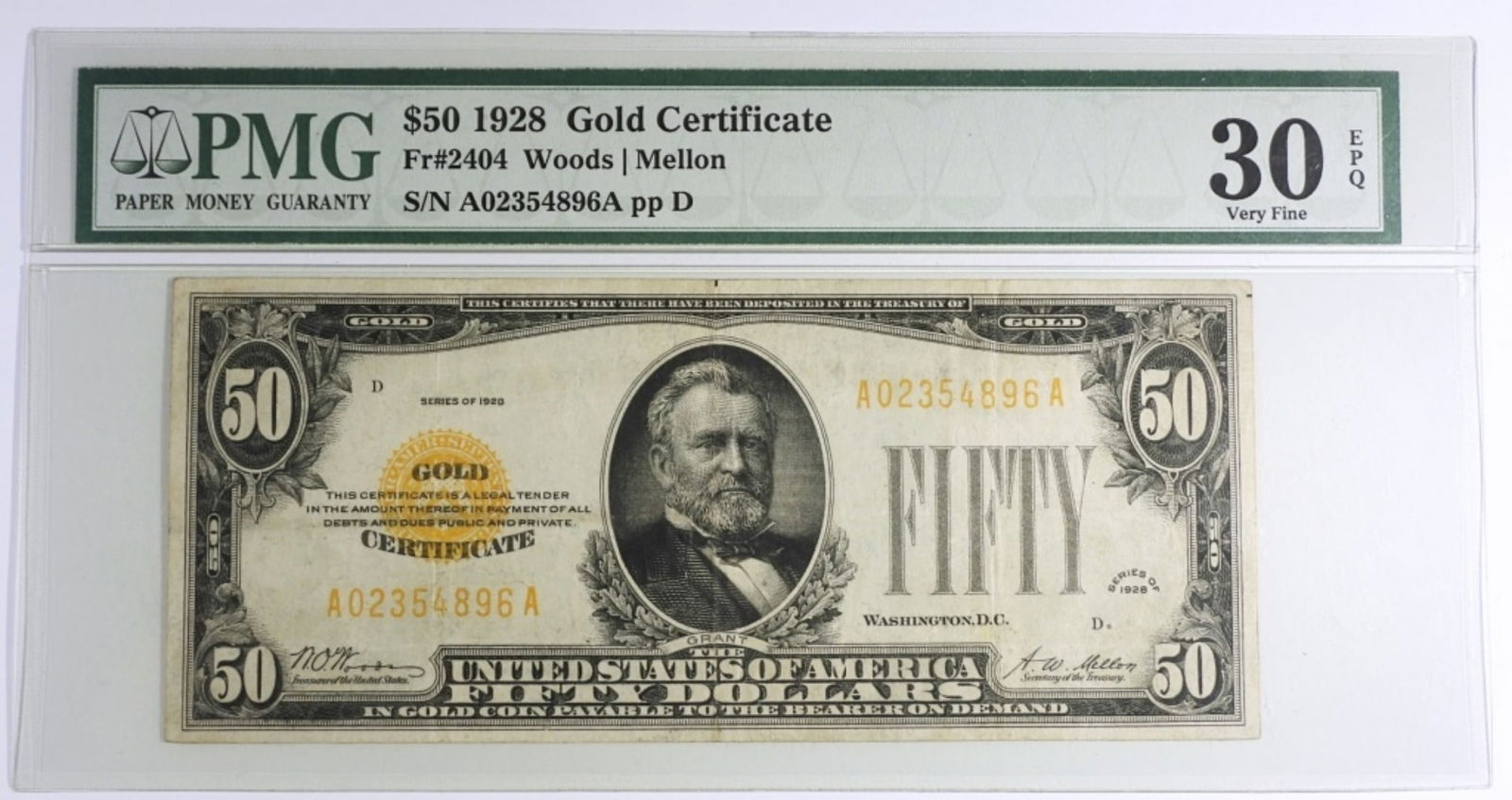 1928 $50 GOLD CERTIFICATE PMG 30 EPQ (1 of 2)