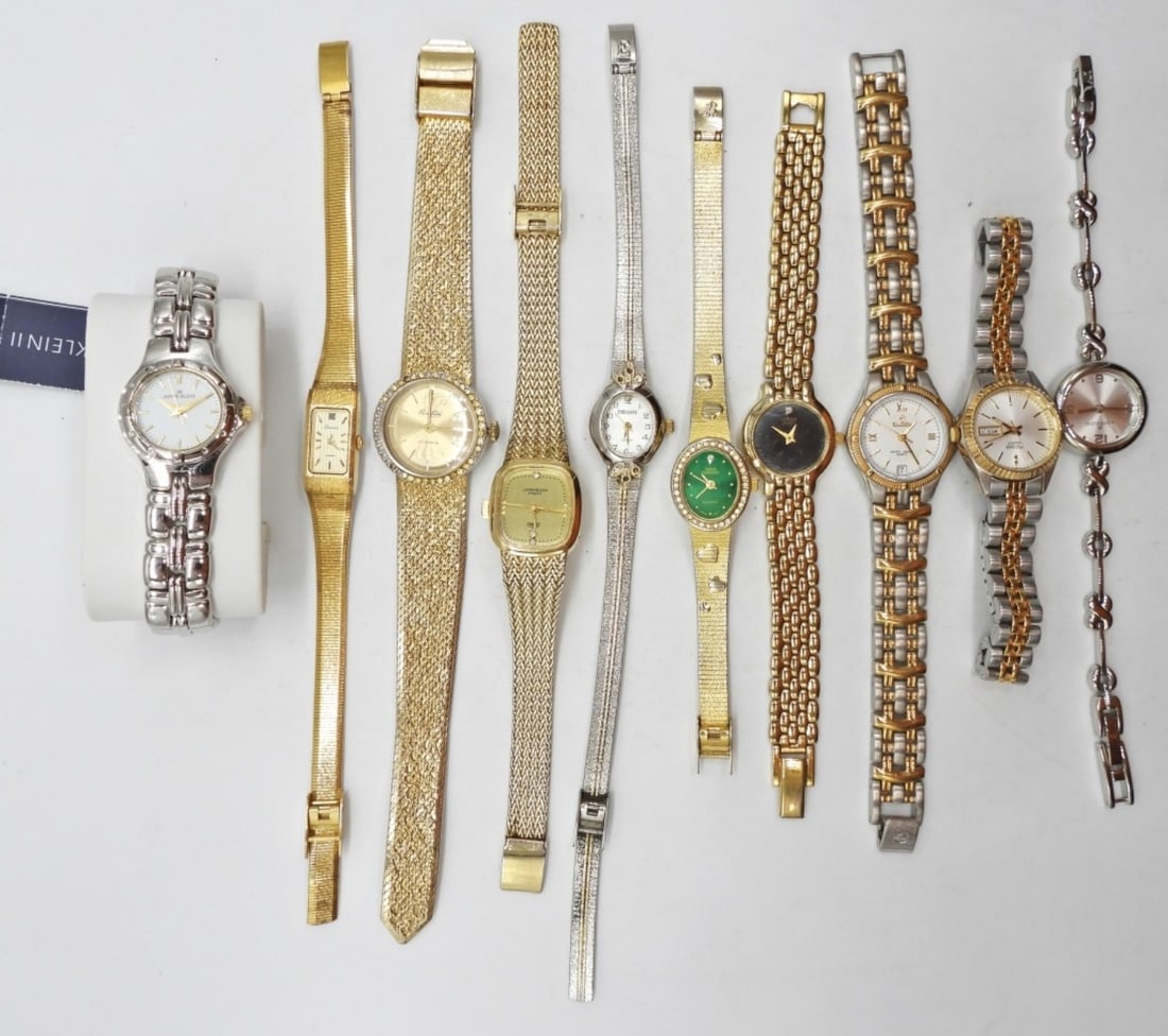 (10) LADIES WRIST WATCHES - ANNE KLEIN: PIERRE CORDE, ELGIN, SIEKO & MORRE - UNTESTED LOT - NICE CONDITION