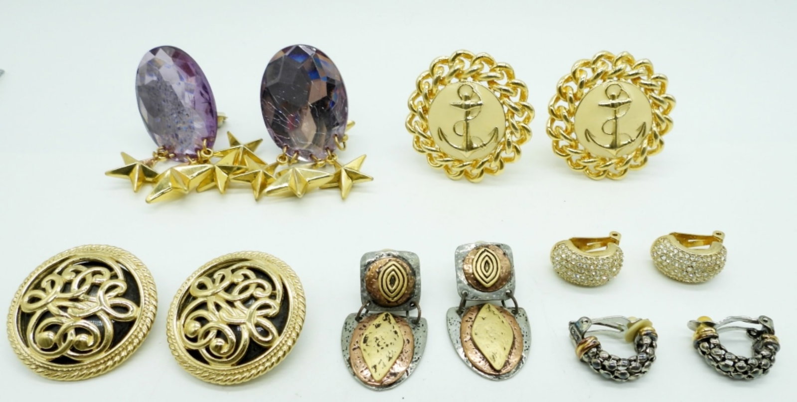(6) PAIRS CLIP-ON EARRINGS - STATEMENT LOT: LARGE SIZED EARRINGS