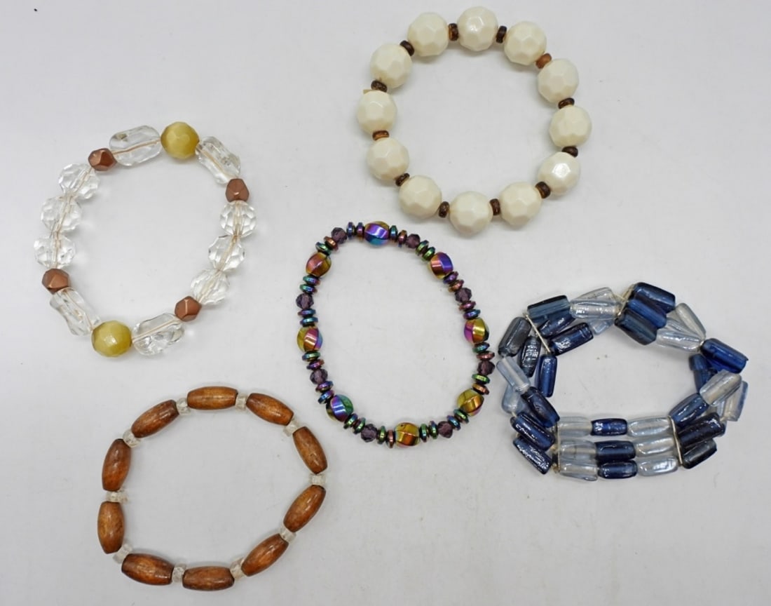 (5) DIFFERENT BEADED STRETCH BRACELETS (1 of 1)