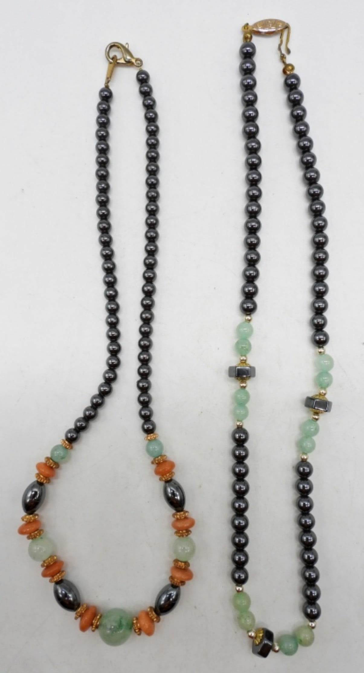 (2) 16" BEADED JADEITE NECKLACES (1 of 1)