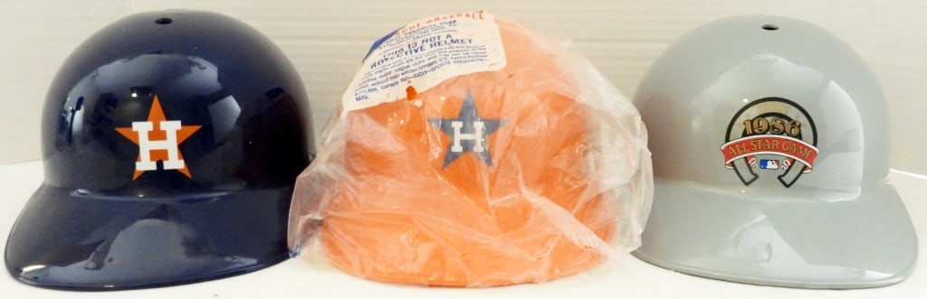 (3) HOUSTON BATTING COMMEM HELMETS: 1986 ALL STAR & ORANGE & BLUE HELMETS
