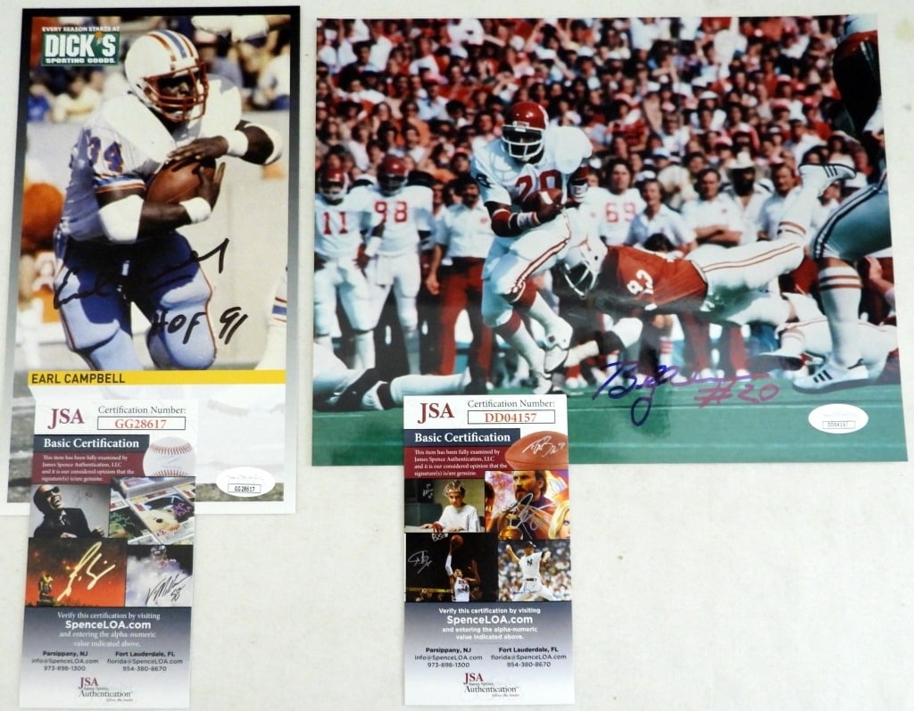 EARL CAMPBELL & BILLY SIMS AUTO's - JSA (1 of 3)