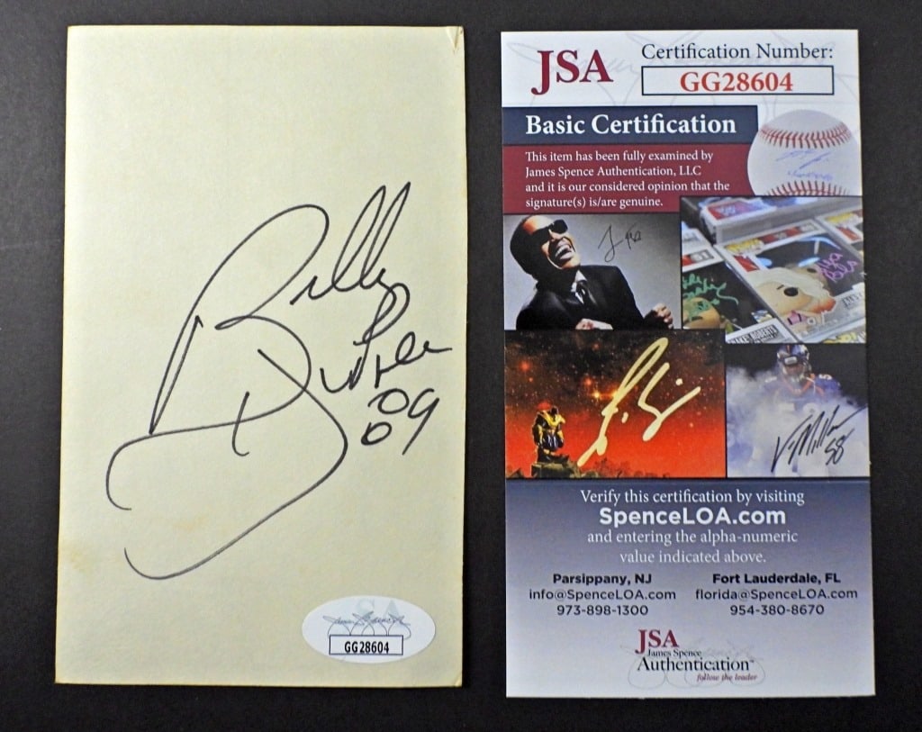 BILLY JOE DUPREE AUTOGRAPH NOTE CARD-JSA: CERTIFICATION-GG28604