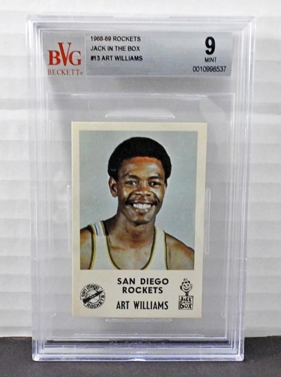 1968-69 ROCKETS JACK IN THE BOX #13 ART WILLIAMS: BVG BECKETT, GRADED 9