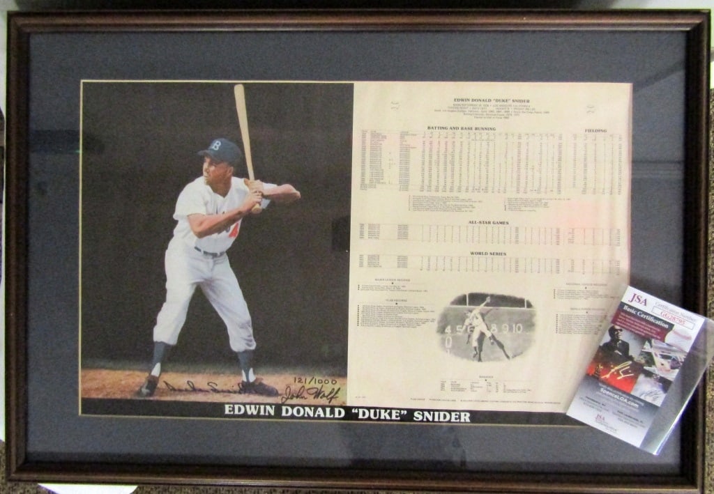 DUKE SNIDER SIGNED 20x12  POSTER JSA (1 of 5)