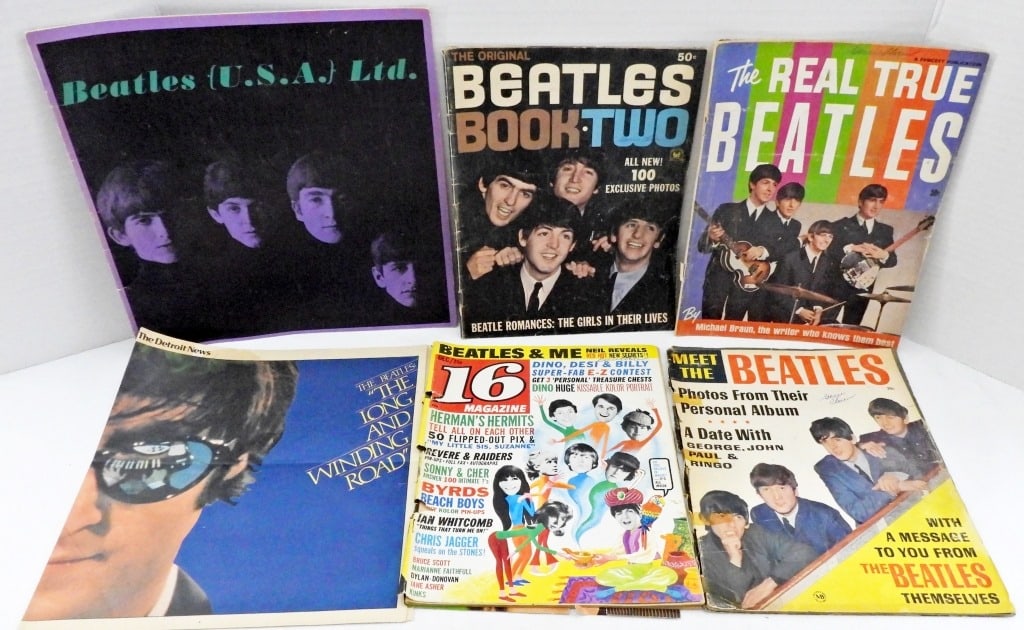 (4) BEATLES MAGAZINES (1) NEWS PAPER: WELL LOOKED AT LOT