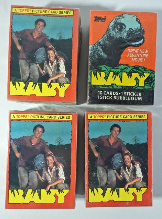 (4) Sealed Sets 1985 Topps Baby Trading Cards: Over 150+ Trading Picture Cards for Baby: Great New Adventure Movie!; Like New Conditions.